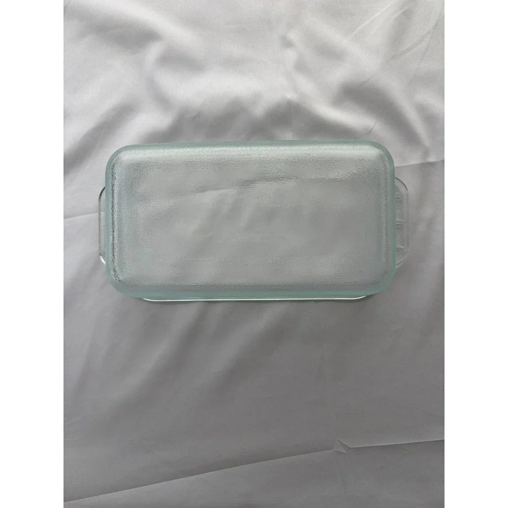 Vintage Pyrex 213 Clear Glass Loaf Baking Dish Easy Grab Handles USA MCM